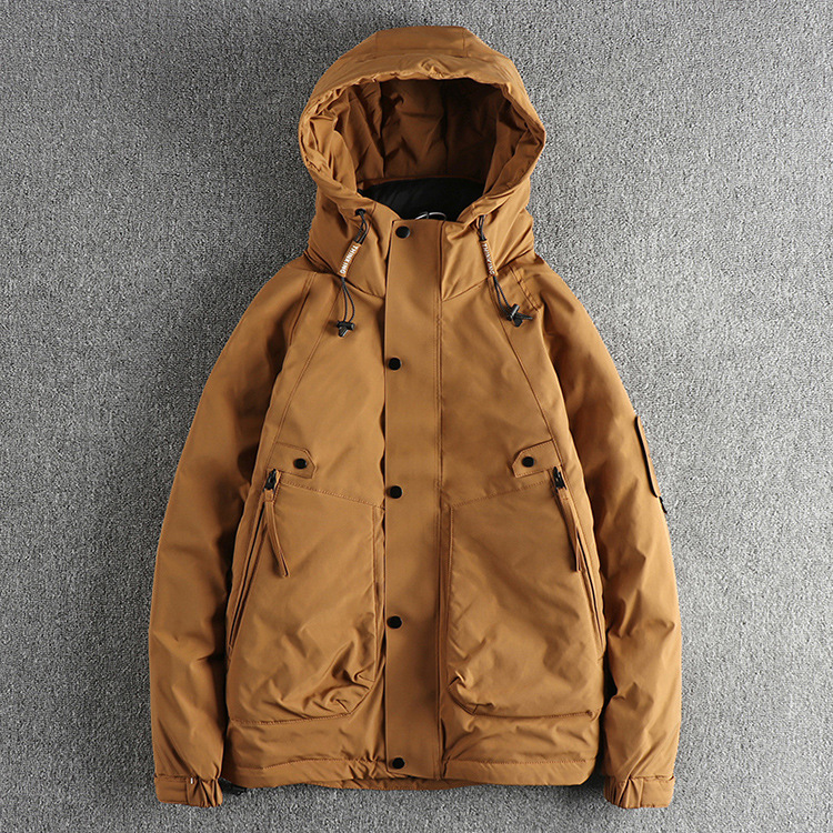 GrogeousBen  Men's Functional retro American style white duck down thickened men's down jacket workwear hooded casual outdoor fashion jacket