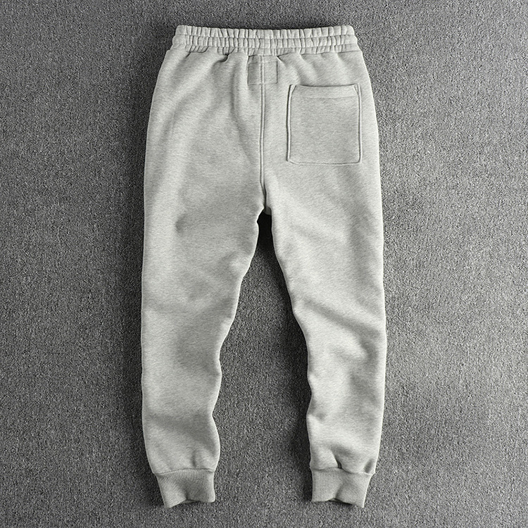 GrogeousBen  Men's Natural water-washed solid color simple casual pants for men, heavy-duty fleece-lined thick drawstring waist sports pants with cuffed ankles.