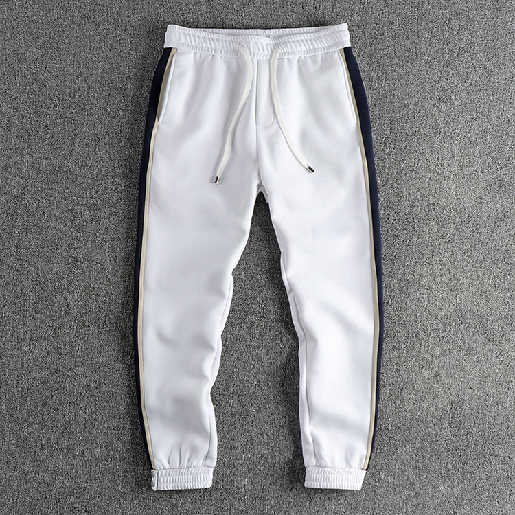 GrogeousBen  Men's Autumn and winter thick side striped splicing design casual pants for men. Versatile and trendy slim fit sports jogger pants.