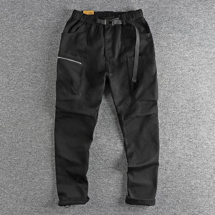 GrogeousBen  Men's  Workwear pocket retro  casual pants men's twill woven washed slim straight tube long pants