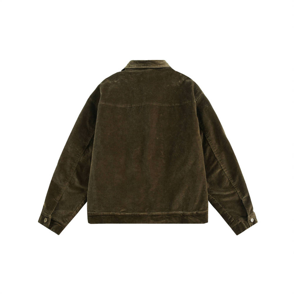 GrogeousBen   Unisex 2024 new retro patchwork ethnic style corduroy jacket for men and women, 2024 spring  lapel work jacket.