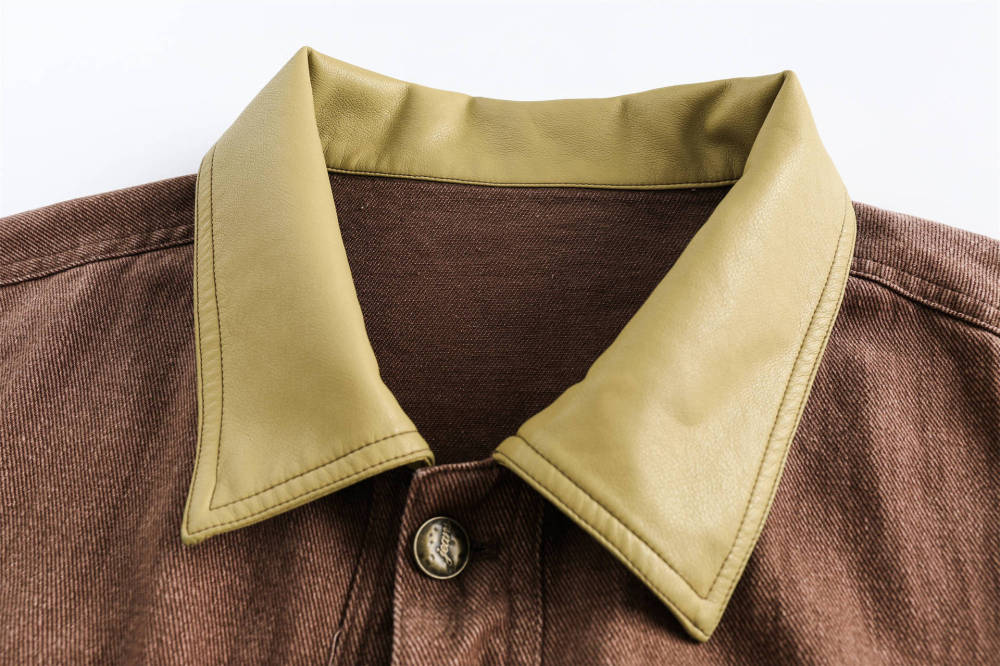 GrogeousBen   Unisex 2024 American retro frayed edge embroidered color-block work jacket, unisex trendy loose-fitting niche casual outerwear.