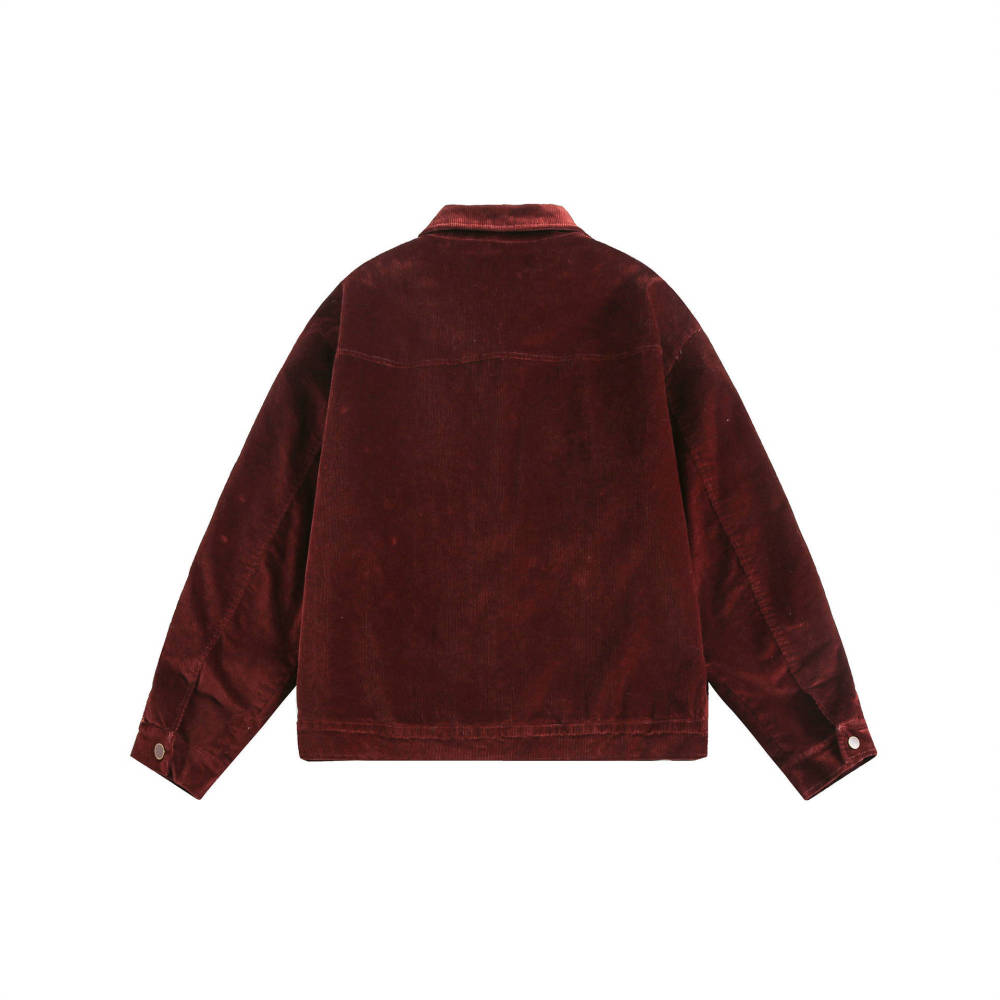 GrogeousBen   Unisex 2024 new retro patchwork ethnic style corduroy jacket for men and women, 2024 spring  lapel work jacket.