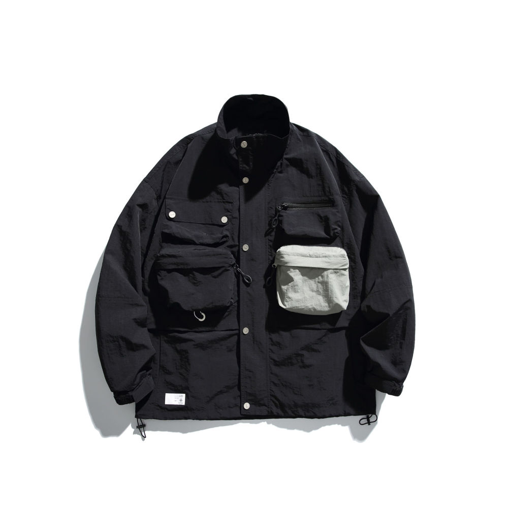 GrogeousBen   Unisex 2024 new trendy retro color-blocked multi-pocket work jacket men's spring and autumn windproof stand-up collar assault jacket coat