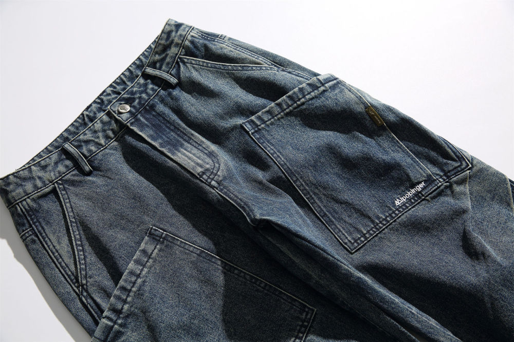 GrogeousBen   Unisex 2024 deconstructed three-dimensional retro jeans men's trendy American work pants loose casual straight-leg pants