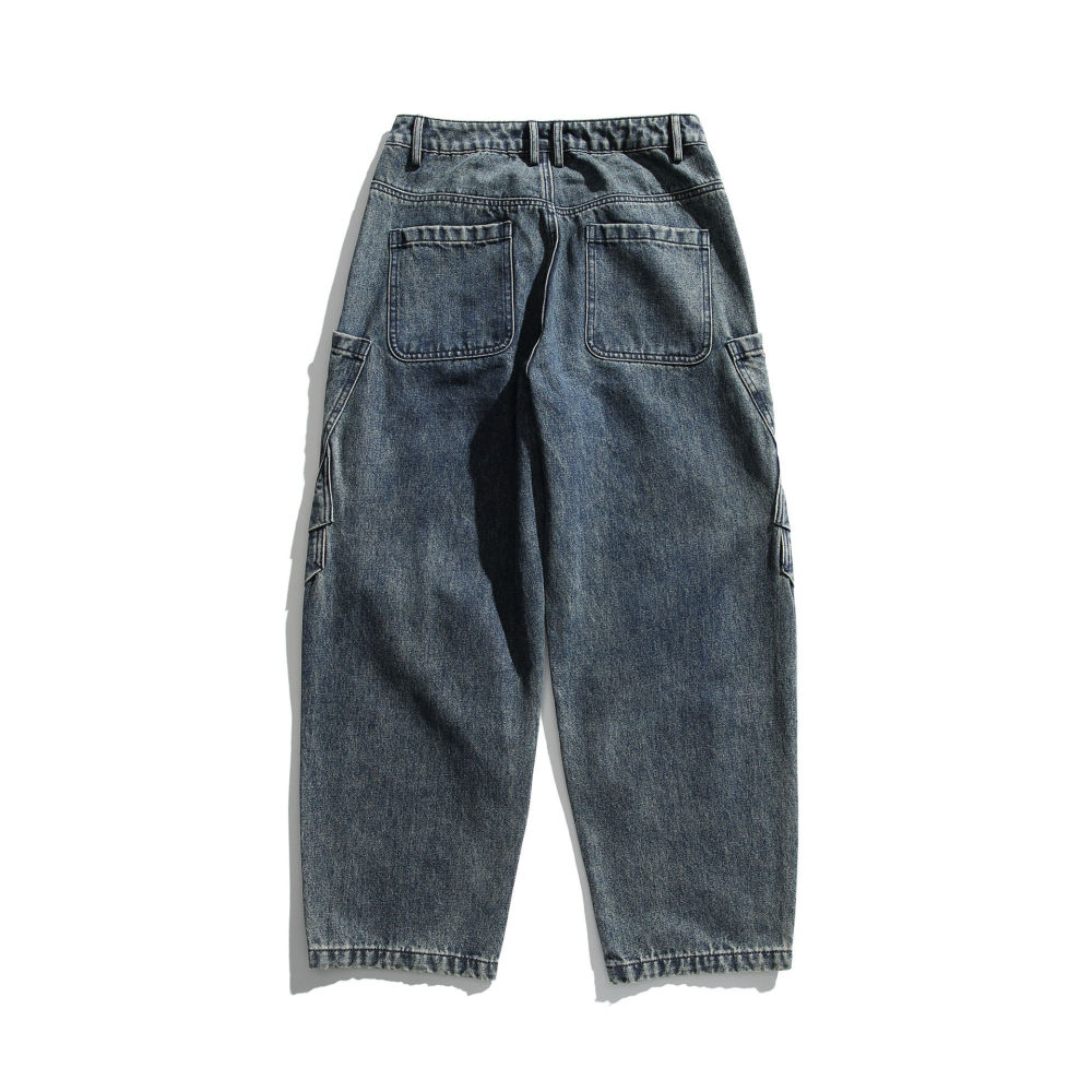 GrogeousBen   Unisex 2024 deconstructed three-dimensional retro jeans men's trendy American work pants loose casual straight-leg pants