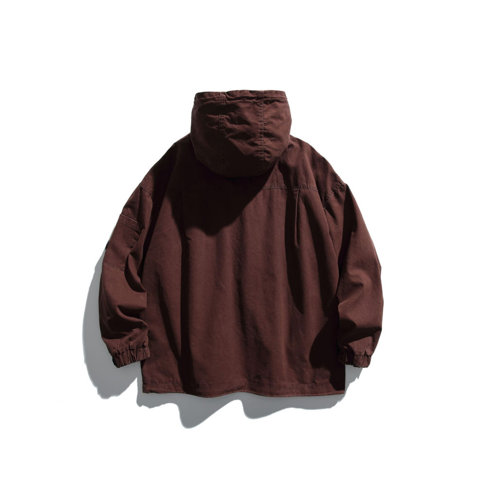 GrogeousBen   Unisex 2024 new  retro three-dimensional pocket workwear hooded jacket for men and women, trendy loose outdoor leisure jacket