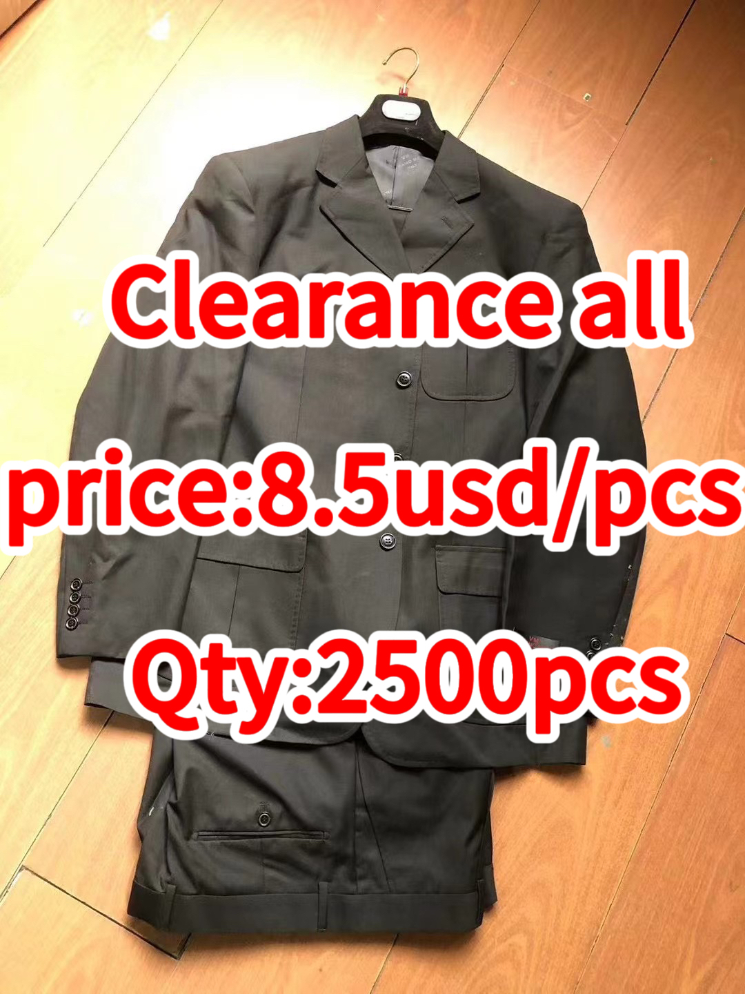 Clearance sale-  Men's suits and vertical gray stripes dark gray coat trousers set