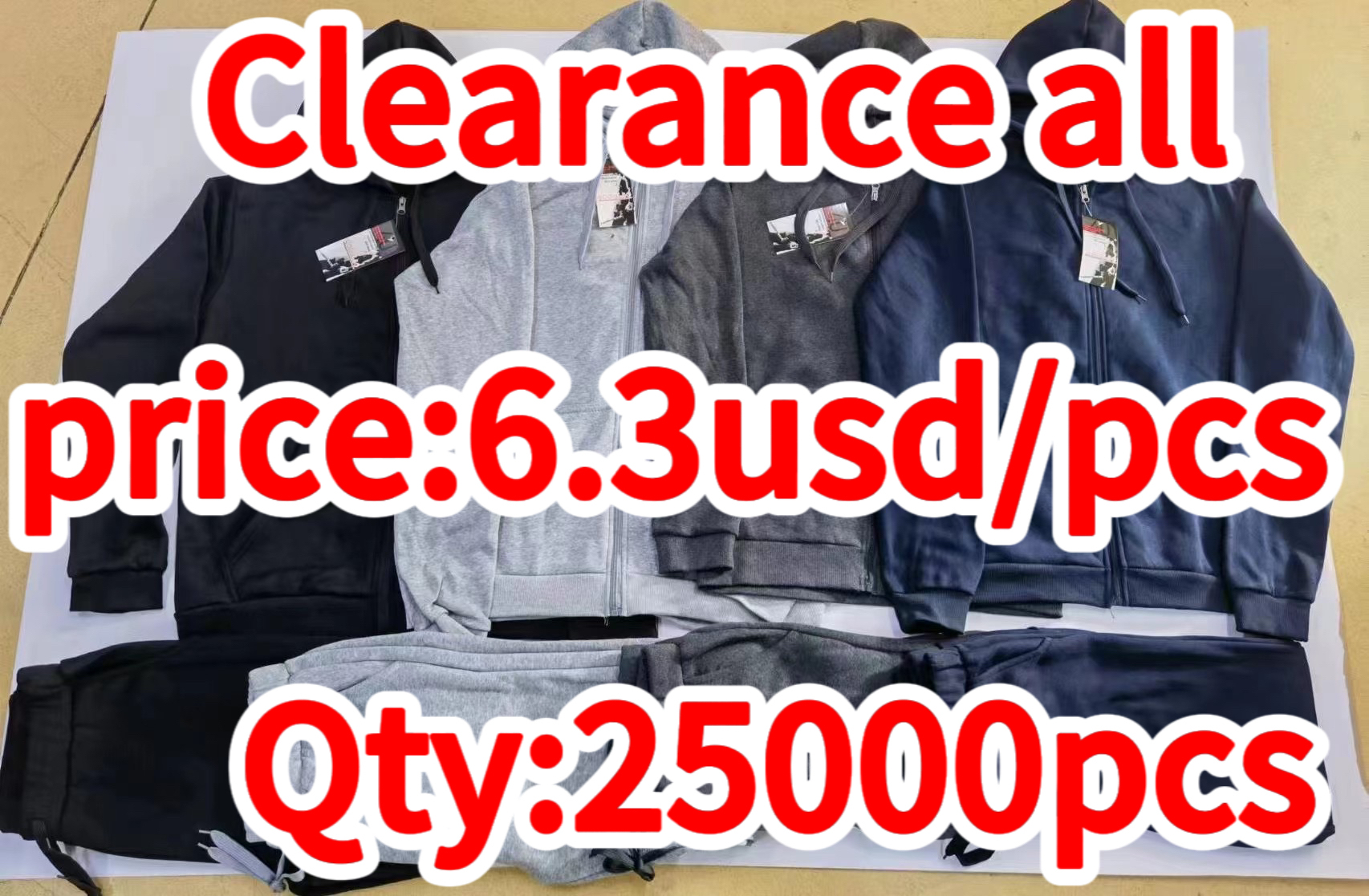 Clearance sale-  Men's  Two Piece Men Tracksuits Custom Navy Blue Color Zipper Hoodie and Trousers Plain Oversized Winter Man Tracksuits Sets