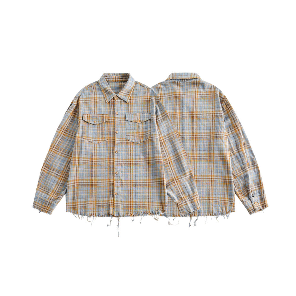 GrogeousBen   Unisex 2024 new national tide senior sense splash-ink tie-dye small long-sleeved cowboy shirt male spring plankton handsome casual coat