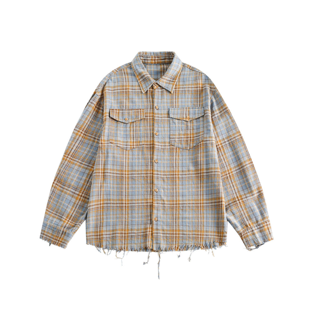 GrogeousBen   Unisex 2024 new national tide senior sense splash-ink tie-dye small long-sleeved cowboy shirt male spring plankton handsome casual coat