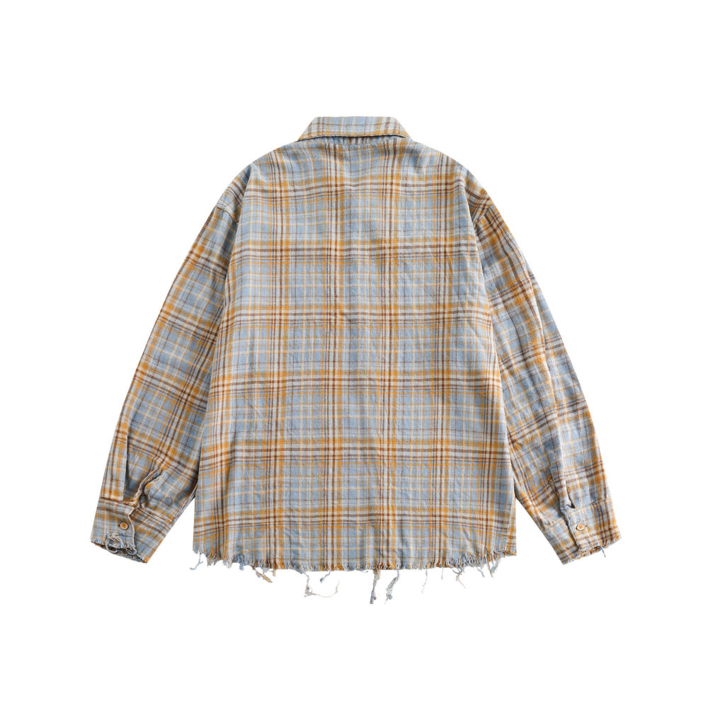 GrogeousBen   Unisex 2024 new national tide senior sense splash-ink tie-dye small long-sleeved cowboy shirt male spring plankton handsome casual coat
