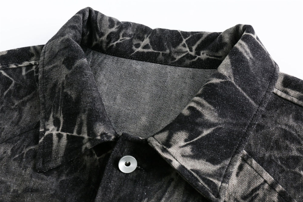GrogeousBen   Unisex 2024 new American fashion tie-dye deconstructed design short jacket for men and women retro high street loose denim jacket
