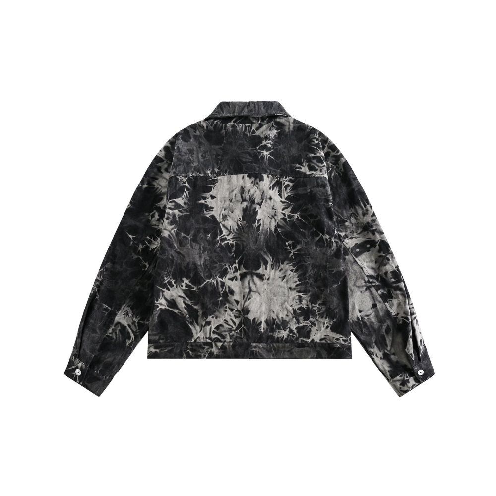 GrogeousBen   Unisex 2024 new American fashion tie-dye deconstructed design short jacket for men and women retro high street loose denim jacket