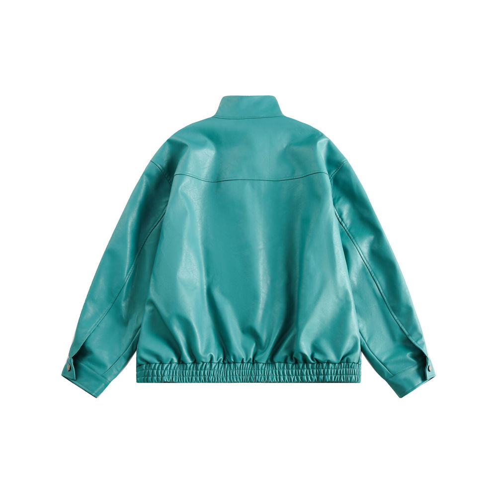 GrogeousBen   Unisex 2024 new fashion brand American PU leather motorcycle leather coat men's and women's spring loose trend all match casual jacket