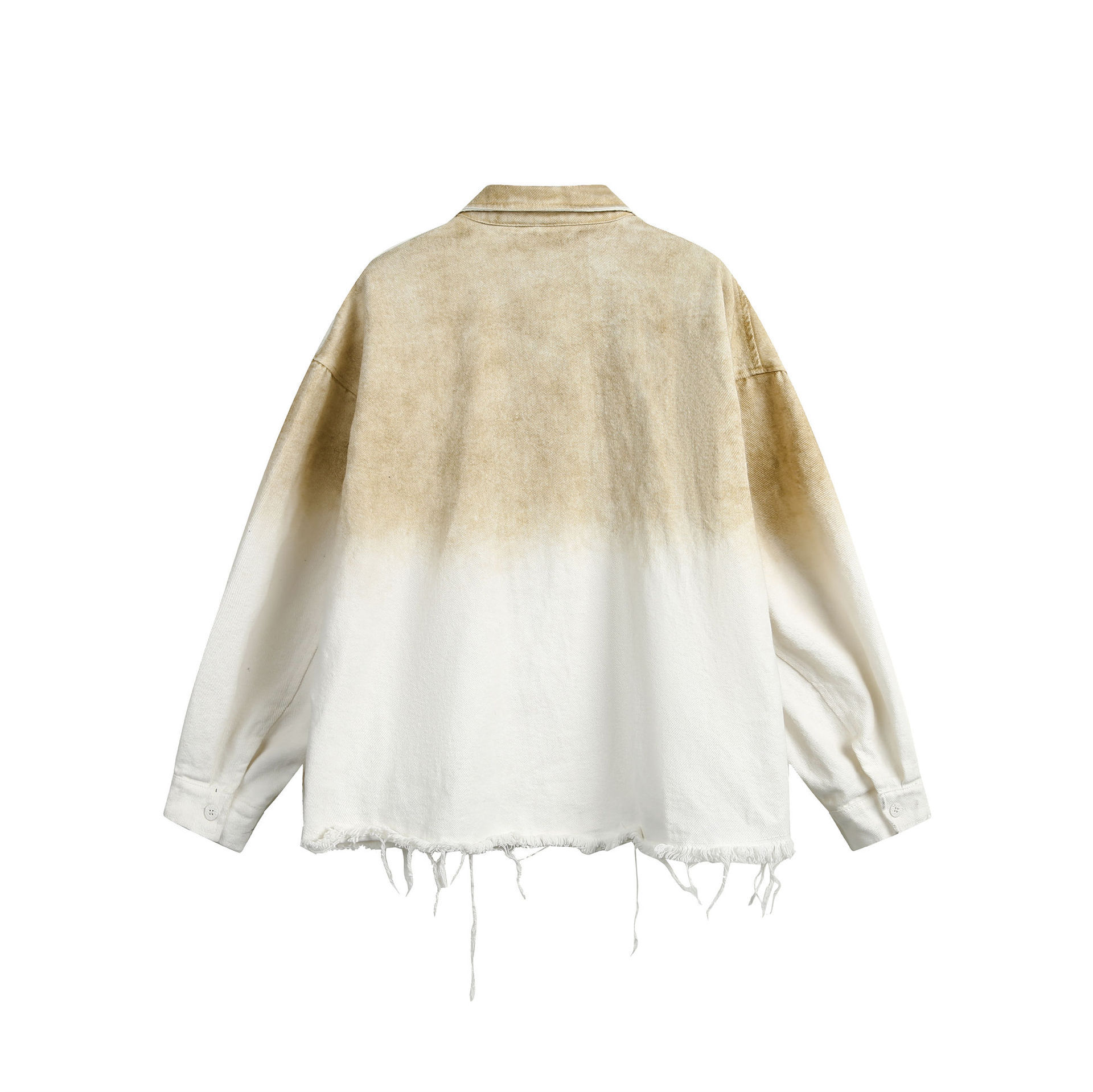 GrogeousBen   Unisex 2024 new American hip hop gradient drop dye printed lapel jacket men's and women's fashion brand loose do old cat beard coat