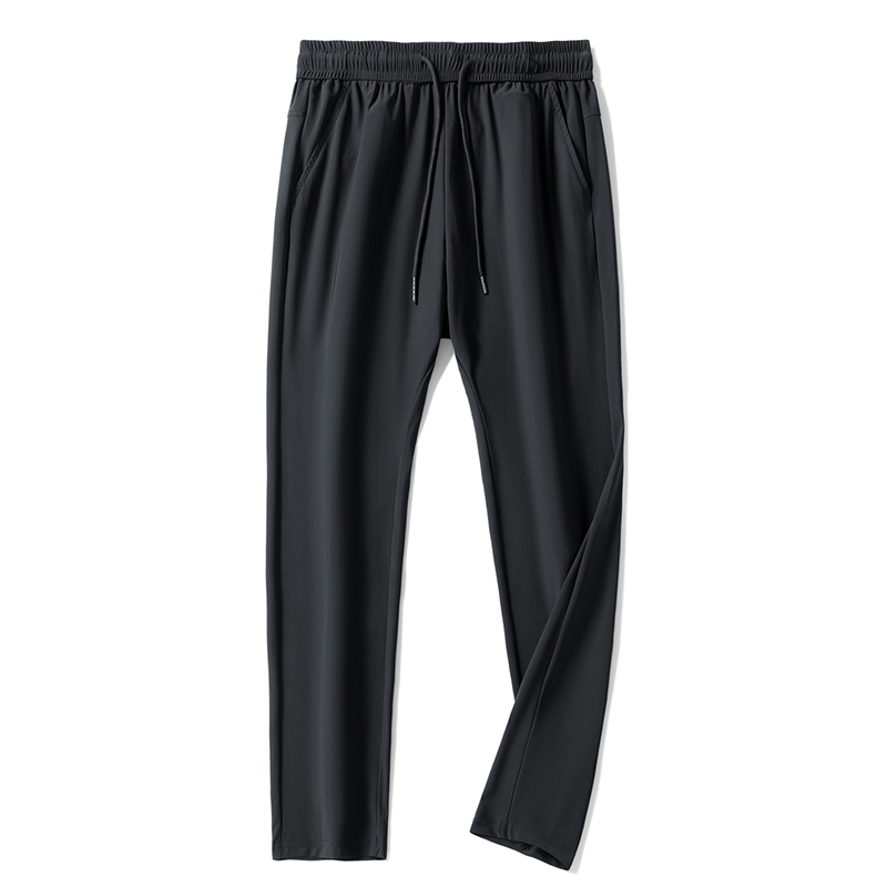 GrogeousBen2024 Men's ice silk pants with collar, stylish casual pants with pocket zipper