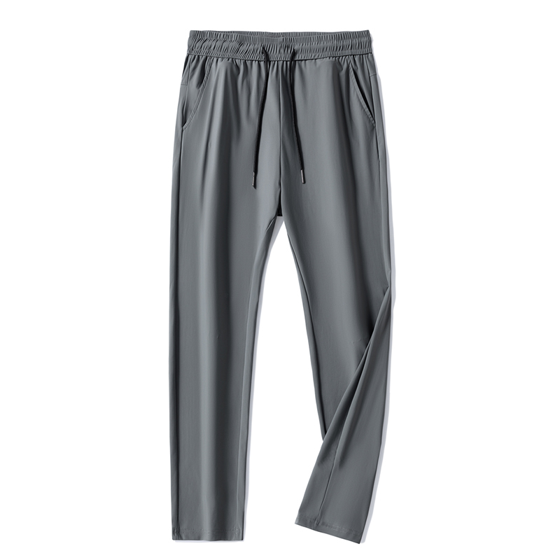 GrogeousBen2024 Men's ice silk pants with collar, stylish casual pants with pocket zipper
