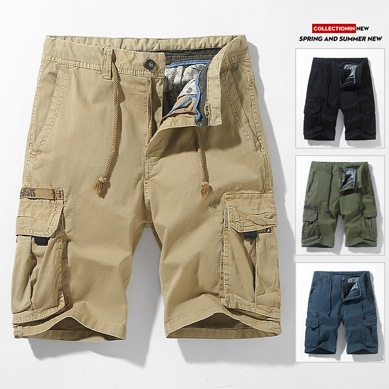 GrogeousBen Men's Summer Shorts 4 split casual shorts Work pants Men's solid color cargo pants