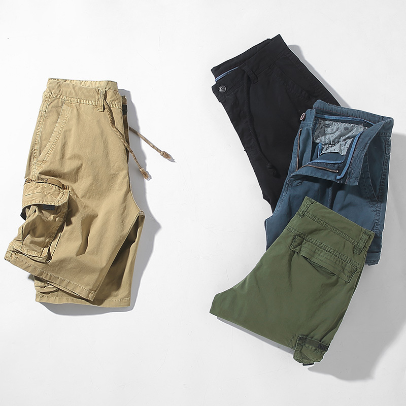 GrogeousBen Men's Summer Shorts 4 split casual shorts Work pants Men's solid color cargo pants