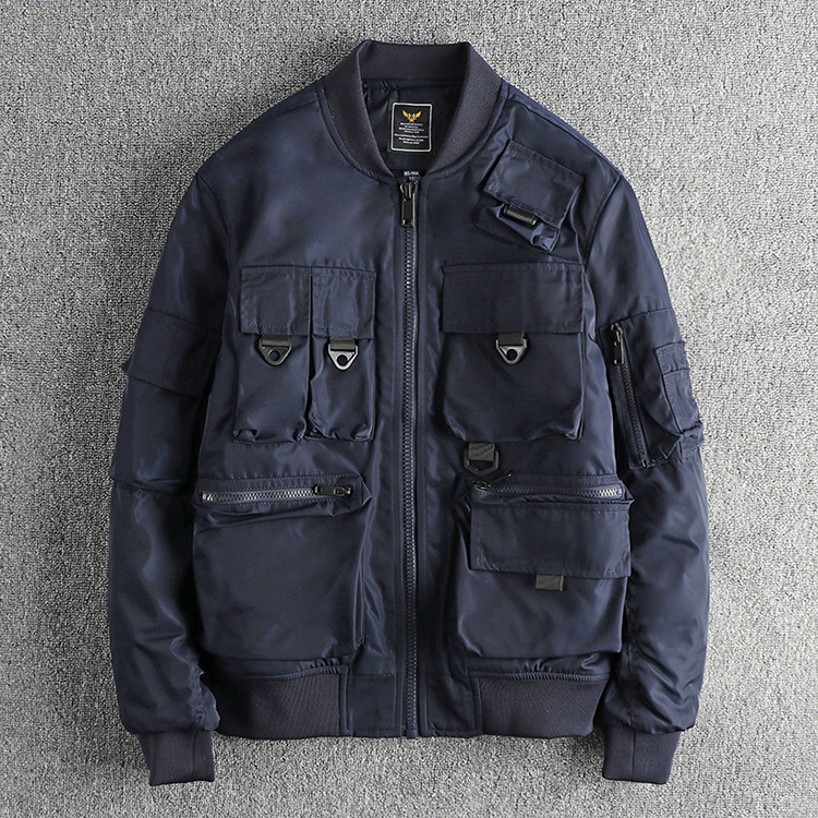GorgeousBen Cotton thick American fashion functional flight jacket men's cargo three-dimensional pocket casual baseball jacket