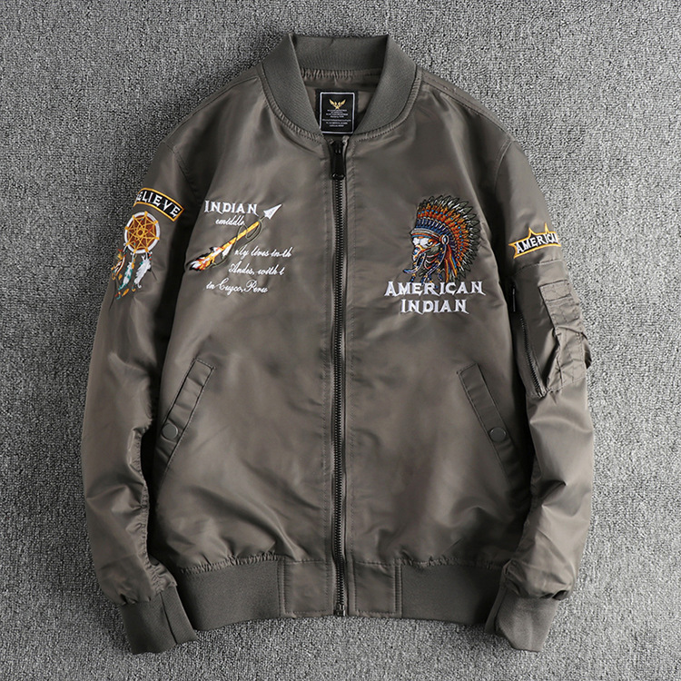 GorgeousBen Fall new Heavy Industry Indian embroidery American trend bomber jacket men's baseball jacket.