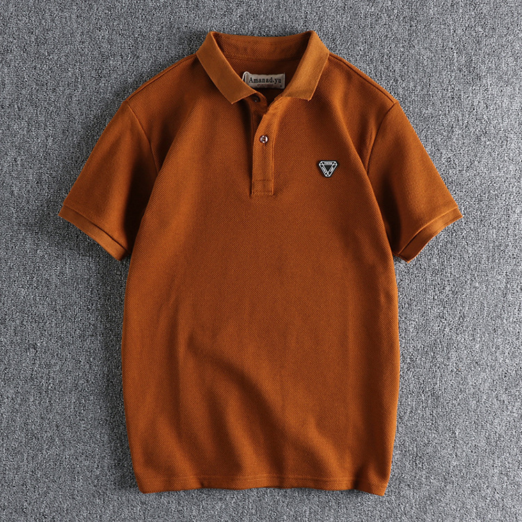 GorgeousBen Pineapple knit mesh fabric men's polo shirt washed comfortable breathable casual all-match youth lapel T-shirt