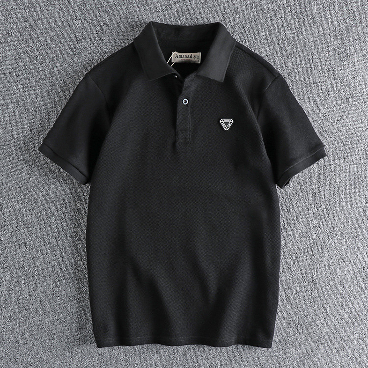 GorgeousBen Pineapple knit mesh fabric men's polo shirt washed comfortable breathable casual all-match youth lapel T-shirt