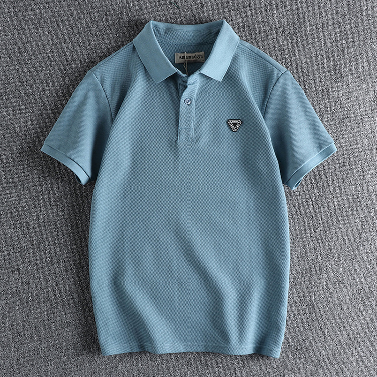 GorgeousBen Pineapple knit mesh fabric men's polo shirt washed comfortable breathable casual all-match youth lapel T-shirt