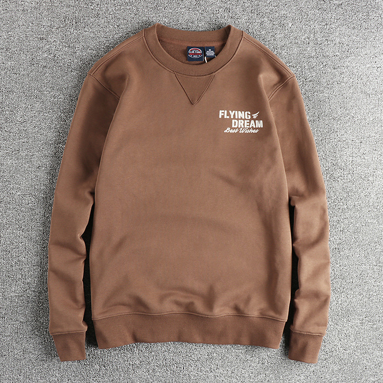 GorgeousBen Simple retro letter-printed round-neck hoodie men's British trend casual long-sleeved top