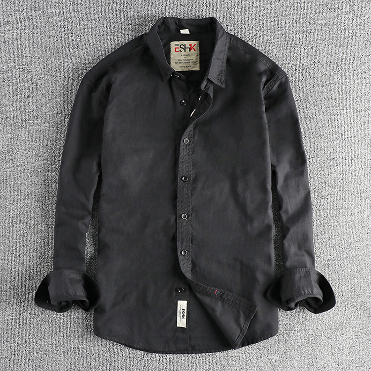 GorgeousBenWashed Oxford woven long-sleeved shirt for men comfortable classic all-match casual shirt.
