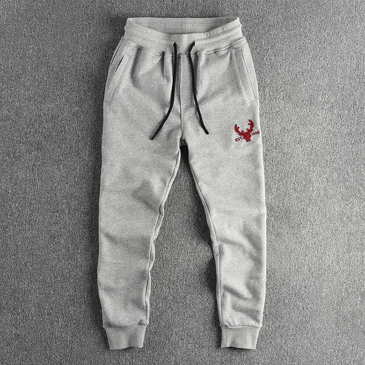 GorgeousBen Heavy wool circle cotton wash appliqued cloth embroidery American casual sweatpants men's four seasons all sports ankle pants