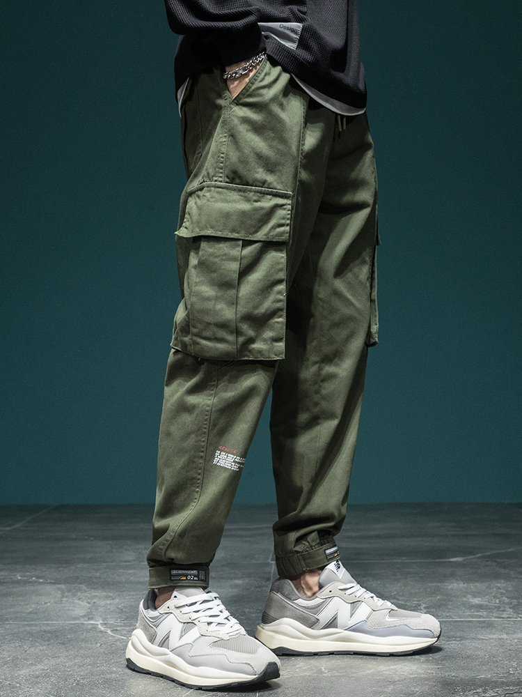 GorgeousBen American functional overalls men's loose plus fat plus bundle feet plus fleece casual pants winter fashion brand wide leg Haren pants