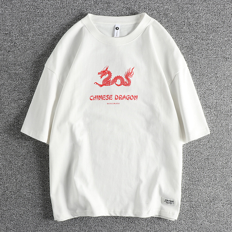 GorgeousBen Printed T-shirt men short sleeve summer 2024 new crew-neck loose base shirt half sleeve
