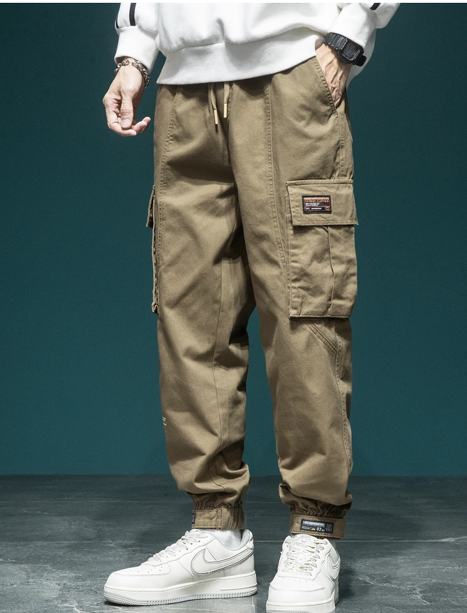 GorgeousBen American functional overalls men's loose plus fat plus bundle feet plus fleece casual pants winter fashion brand wide leg Haren pants