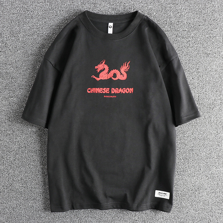 GorgeousBen Printed T-shirt men short sleeve summer 2024 new crew-neck loose base shirt half sleeve