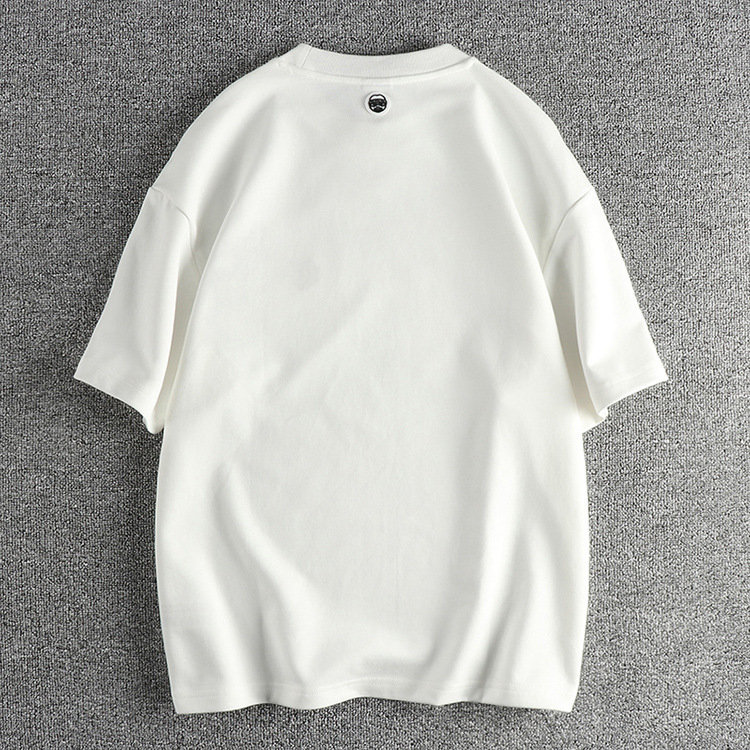 GorgeousBen Dragon Year element flocking pattern short-sleeve T-shirt men's double-sided plain comfort fabric summer trend half-sleeve top