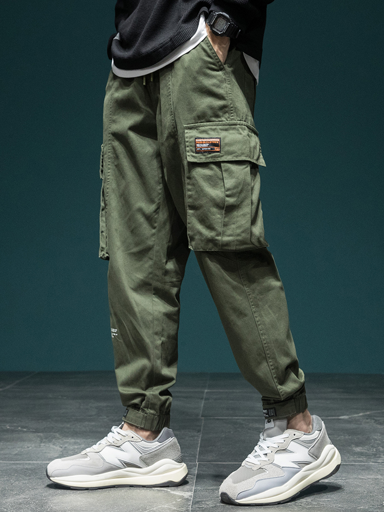 GorgeousBen American functional overalls men's loose plus fat plus bundle feet plus fleece casual pants winter fashion brand wide leg Haren pants