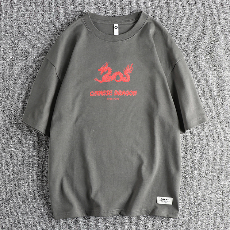 GorgeousBen Printed T-shirt men short sleeve summer 2024 new crew-neck loose base shirt half sleeve