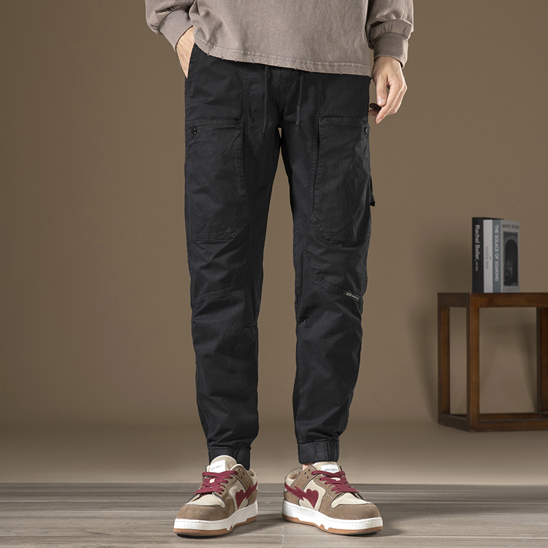 GorgeousBen unctional overalls men's loose plus fat plus bundle feet plus fleece casual pants winter fashion brand wide leg Haren pants