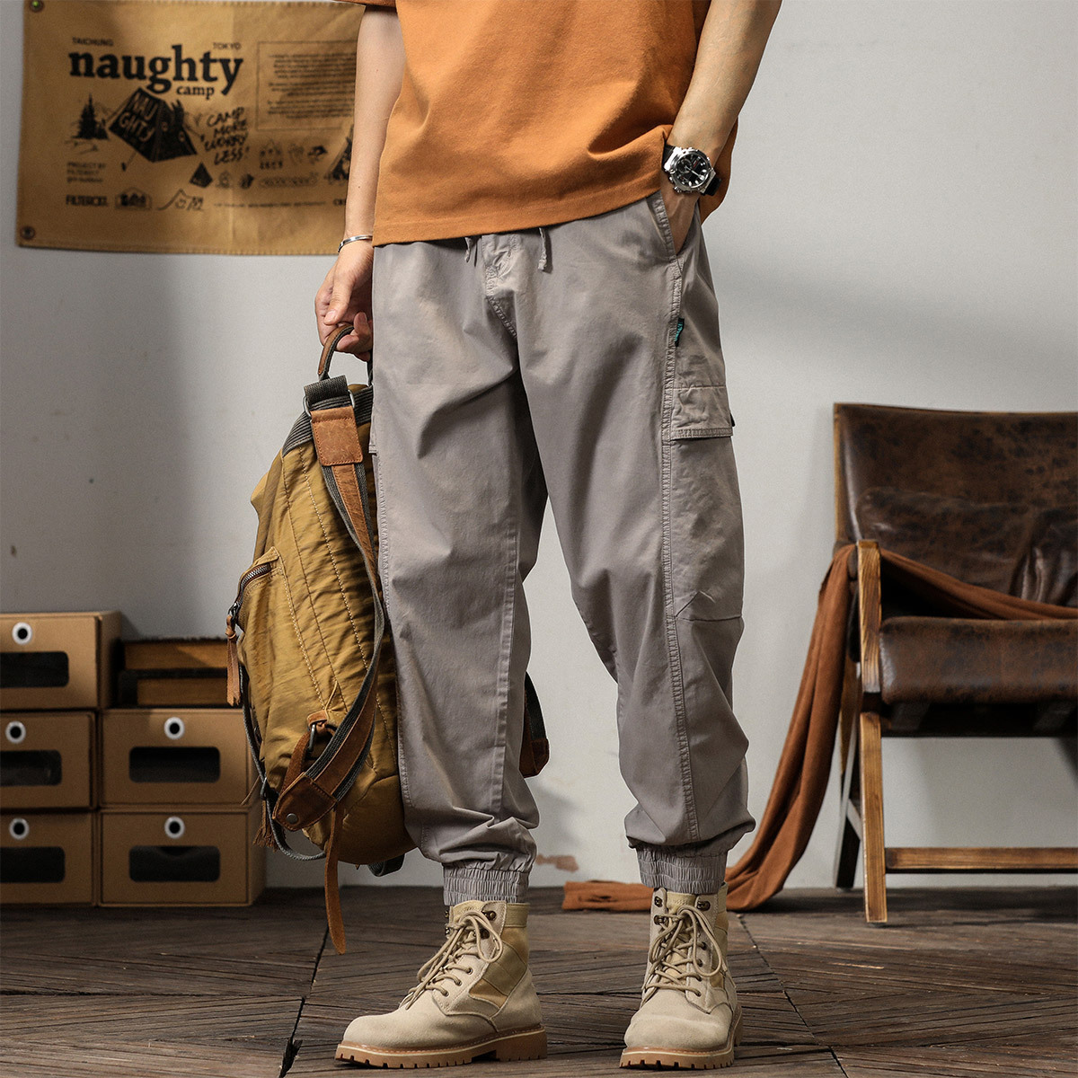 GorgeousBen American cargo pants men straight autumn winter 2024 new functional urban outdoor commuting mountain tactical casual pants