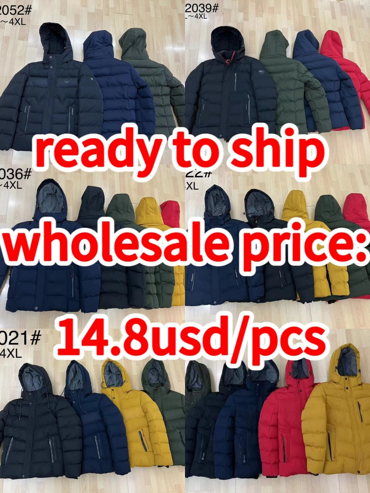 Stocks & ready to ship- Men Jacket Coats Thicken Warm Winter Windproof Jackets Casual Mens Down Parka Hooded Outwear Cotton-padded Jacket