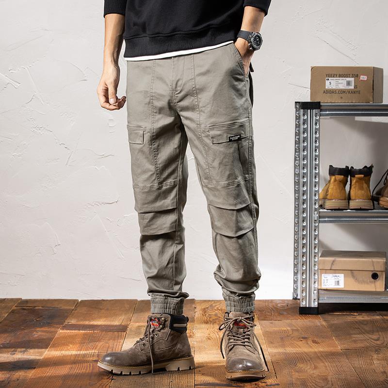 GorgeousBen American heavy cargo pants men's fashion brand bundle feet loose large size outdoor leisure multi-pocket long pants spring and autumn new products