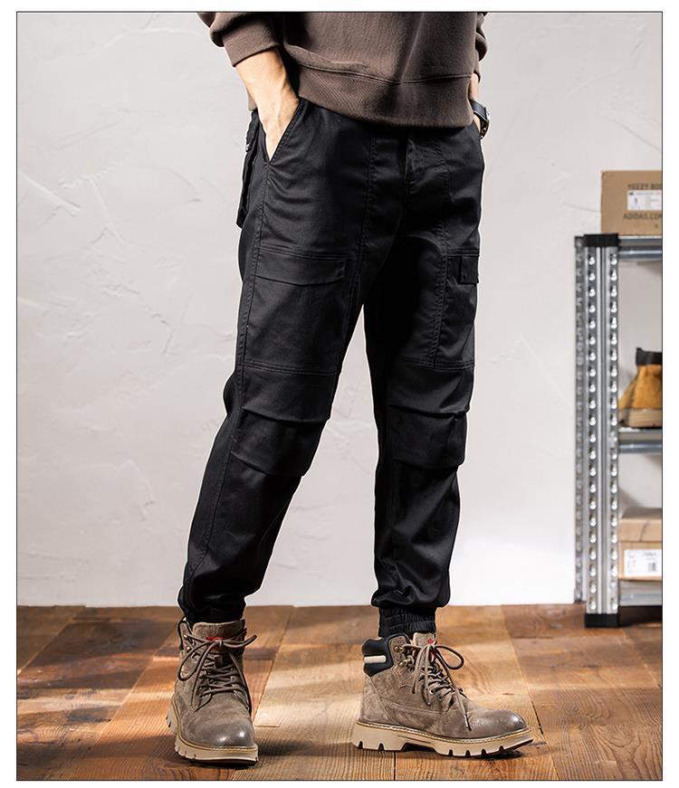 GorgeousBen American heavy cargo pants men's fashion brand bundle feet loose large size outdoor leisure multi-pocket long pants spring and autumn new products