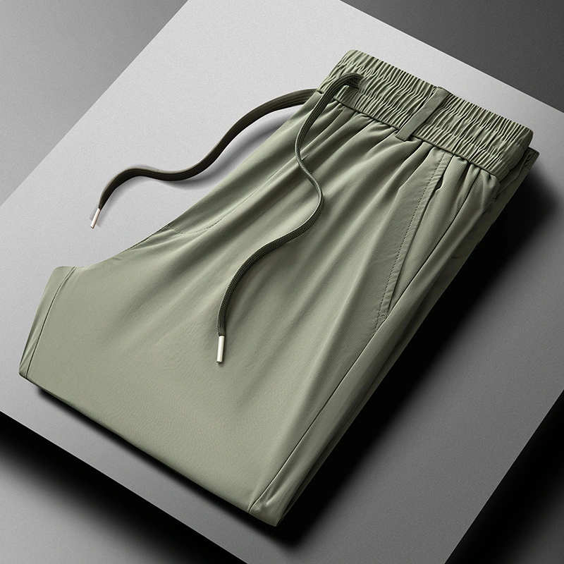 GrogeousBen  Summer Ice Silk Men'S Thin Loose Breathable Quick Dry Sports Versatile Casual Trend Mens Jogging Running Pants.