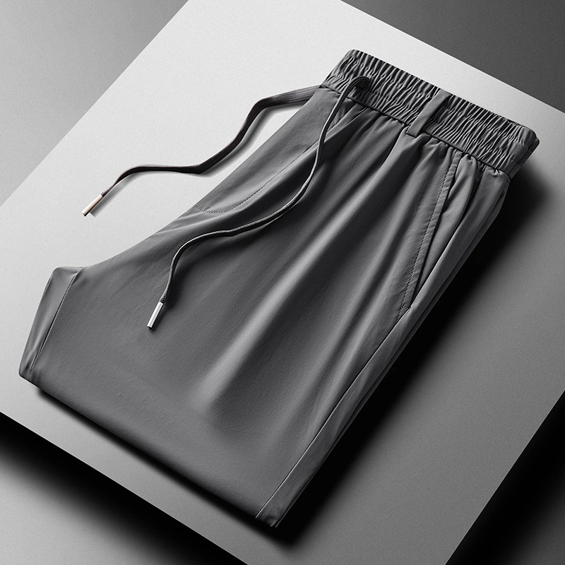 GrogeousBen  Summer Ice Silk Men'S Thin Loose Breathable Quick Dry Sports Versatile Casual Trend Mens Jogging Running Pants.