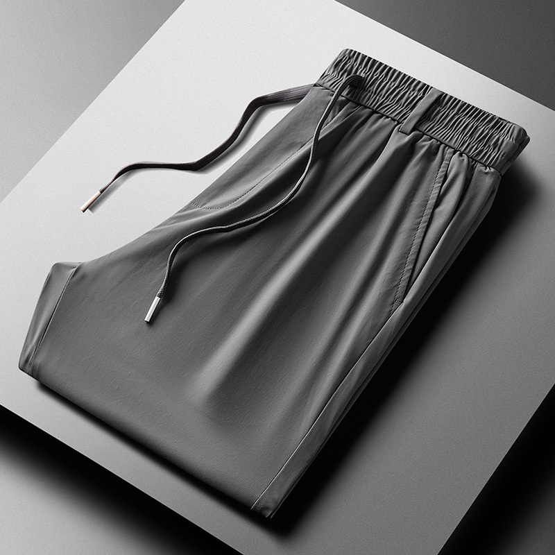 GrogeousBen  Summer Ice Silk Men'S Thin Loose Breathable Quick Dry Sports Versatile Casual Trend Mens Jogging Running Pants.