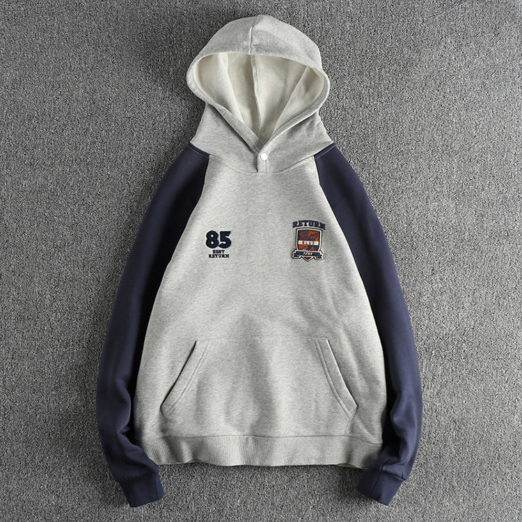 GorgeousBen 2024 Autumn/Winter new flocking embroidery letter sleeved hoodie men's American trend plus fleece thick coat