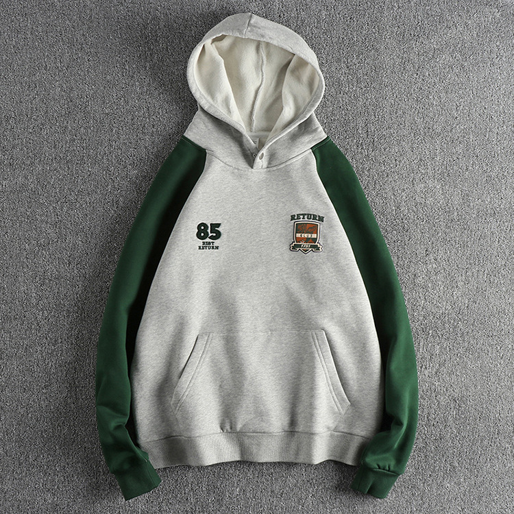GorgeousBen 2024 Autumn/Winter new flocking embroidery letter sleeved hoodie men's American trend plus fleece thick coat