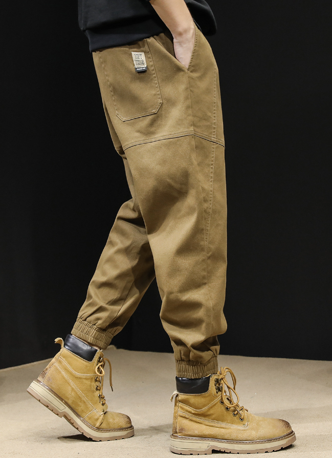 GorgeousBen Cargo pants men's fashion brand loose elastic waist corset feet Harun elastic summer black casual pants for men spring and autumn.